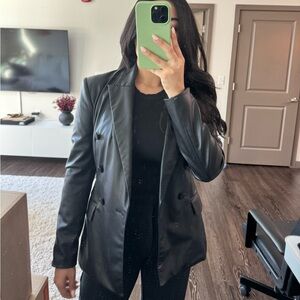 Zara fitted leather blazer XS